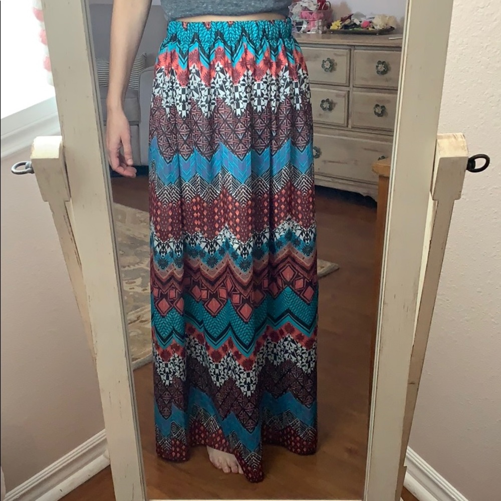 Boho print maxi skirt